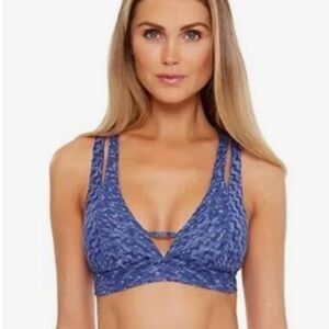 BECCA NWT D-CUP BLUES chevron print strappy sexy bikini top